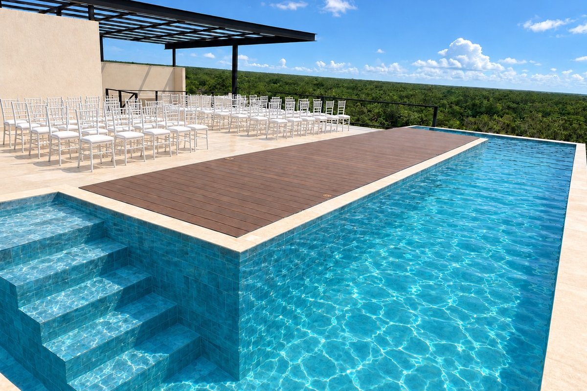 Infinity pool ceremony overlooking the jungle